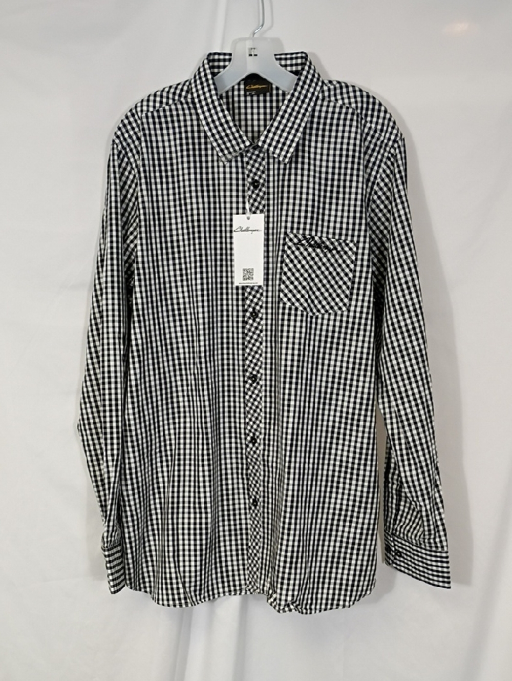 NWT AGCO Challenger Black And White  Plaid Long Sleeve Button Down Size XXL